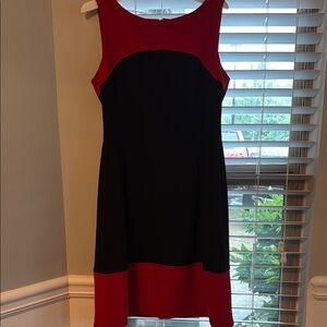 Elegant Red and Black Sleeveless Dress